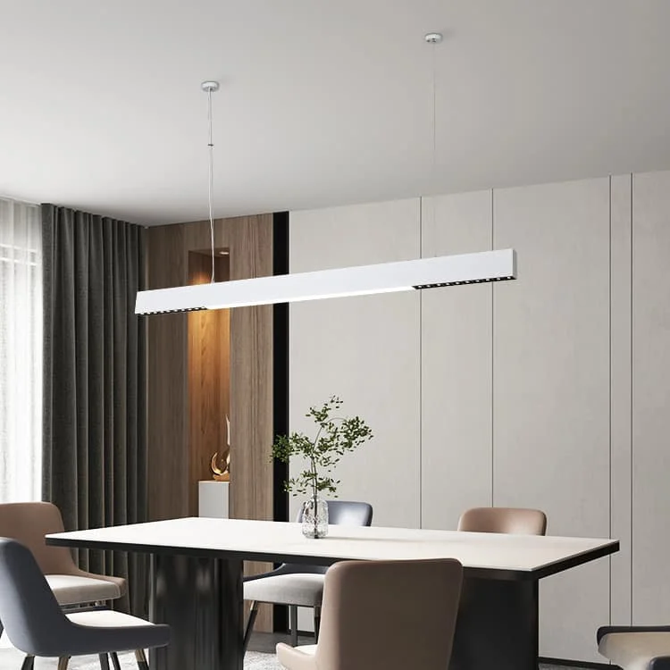 Apparecchio lineare sospeso per sala da pranzo.