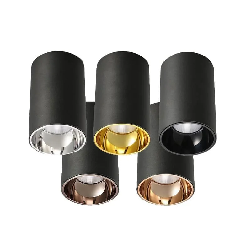 Downlight da superficie con varie finiture e riflettori