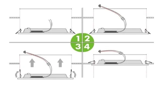 Disegno di installazione a clip per pannelli piatti LED