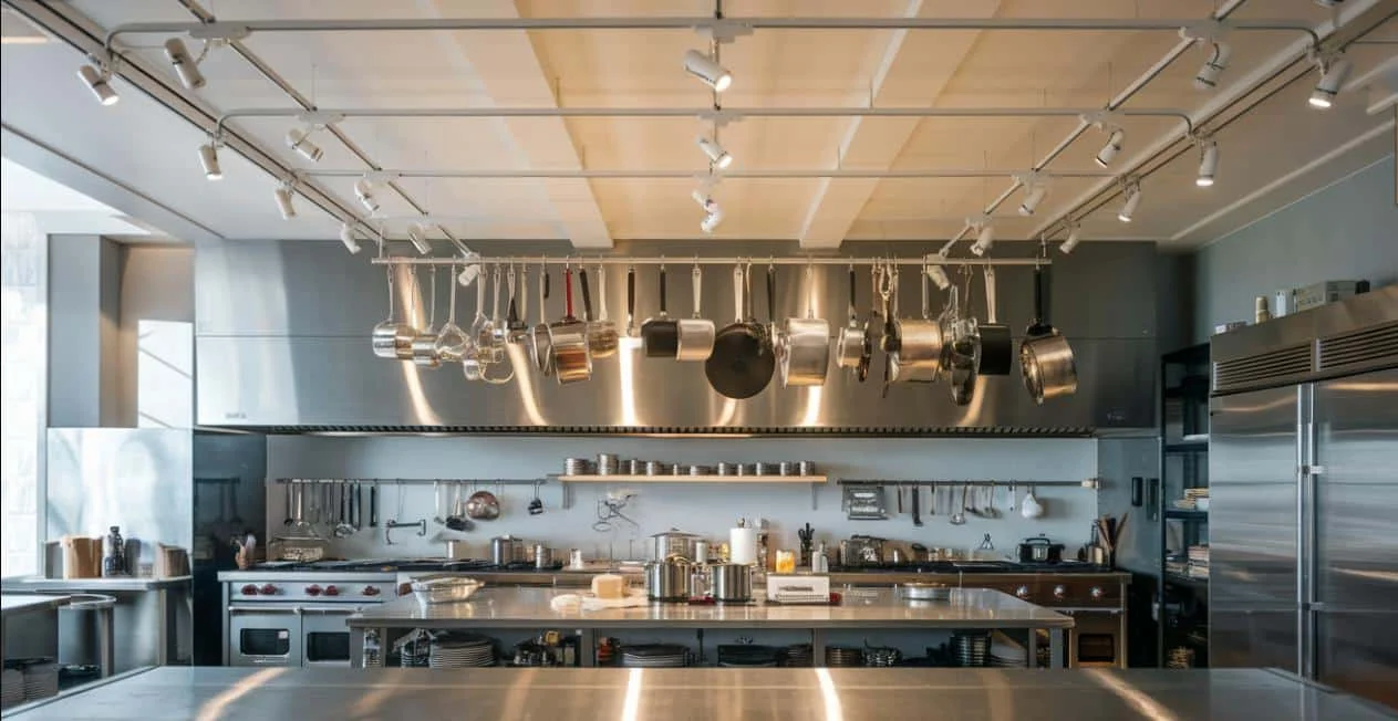 Illuminazione su binario in cucina