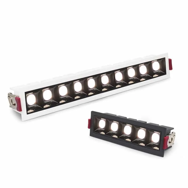 Downlight lineari fissi o orientabili in alluminio