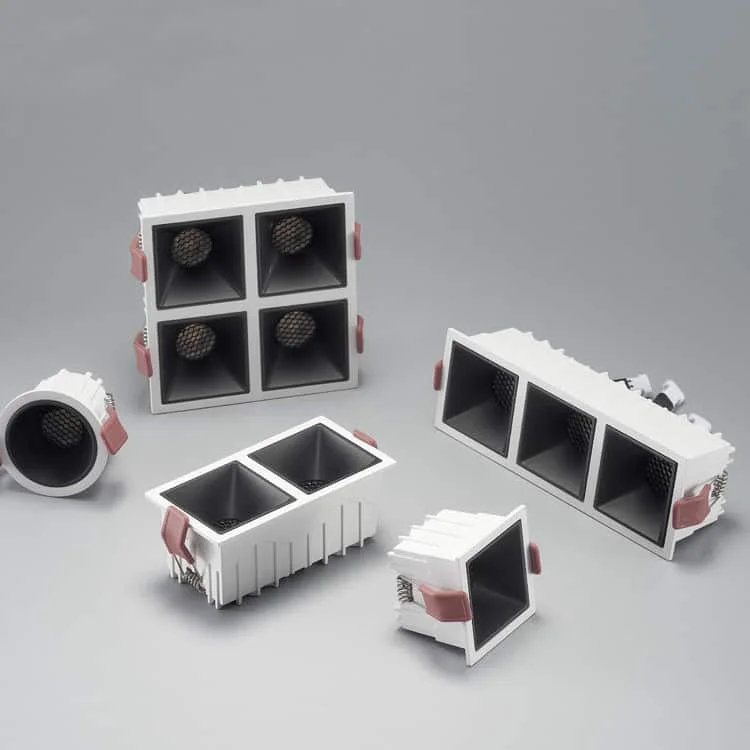 Downlight DLG-A con nido d’ape e da uno a quattro faretti