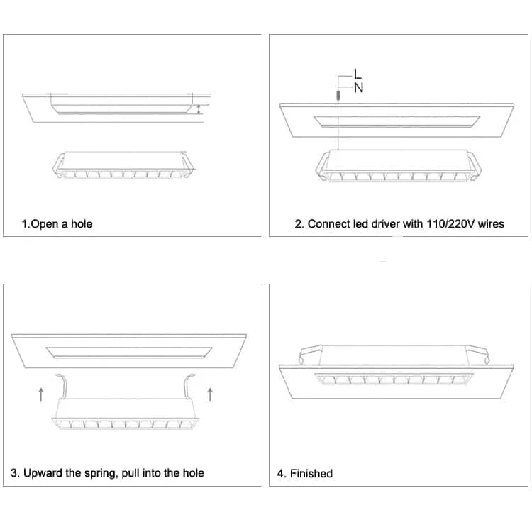 Guida di installazione del downlight lineare da incasso