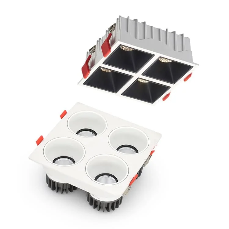 Downlight da incasso a quattro moduli