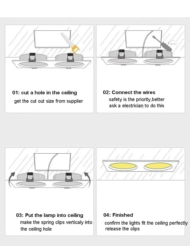 Installazione del downlight doppio da incasso