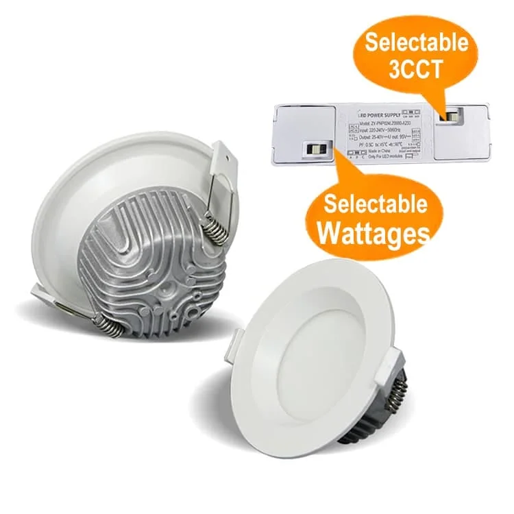 Downlight con due selettori DIP per potenza e colore
