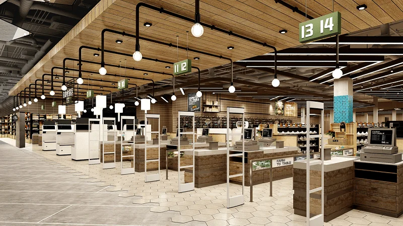 Illuminazione delle casse del supermercato