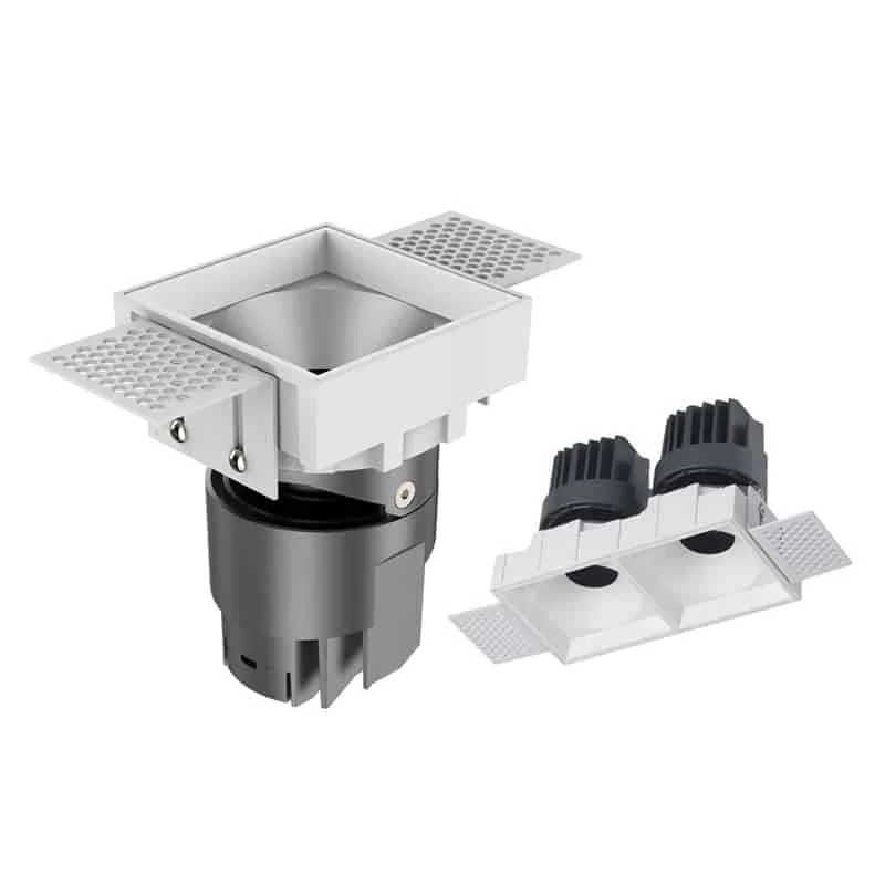 Downlight quadrati senza bordo con uno o due faretti